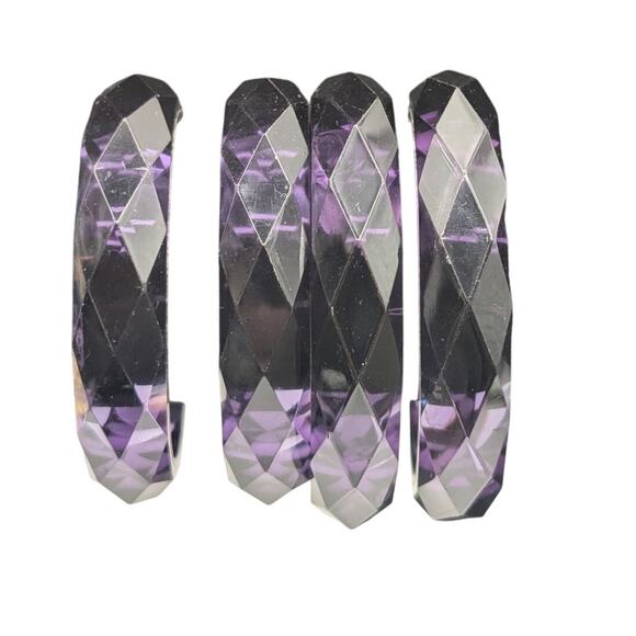 Lot of Four Purple Faceted Acrylic Bangle Bracelets - Picture 3 of 4